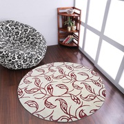 Hand Tufted Wool 8'x8' Round Area Rug Floral Cream Red